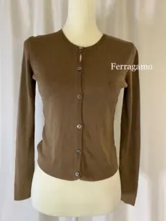 美品 Ferragamo フェラガモ ブラウン カーディガンのサムネイル