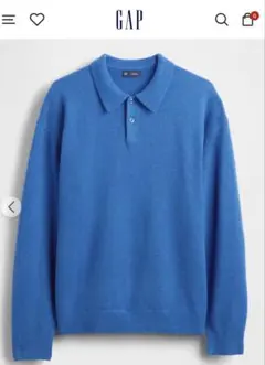 【美品】GAP カシミヤタッチ メンズ ポロセーター ブルー Mサイズ