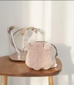 【新品】うさまる×ROPE' PICNIC ファー巾着＆クリアショルダーバッグ