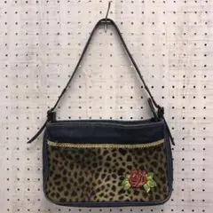 ヴィンテージガール KOOKAI 薔薇刺繍 豹柄 デニム ワンハンドルバッグのサムネイル