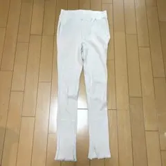 UNIQLO アイボリー リブ編み フレアレギンス