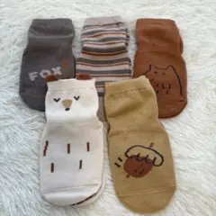 ✨新品✨キッズ靴下 動物柄 12-14cm ５足 滑り止めあり