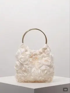 ホワイト花デザインパーティーバッグ