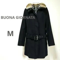 ボナジョルナータ　ラビットファー　コート　ウール混　 黒　М　COMME CA