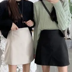 GRL　インパン裏地付き台形ミニスカート[at1753]　ブラック