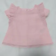 フリル付きピンク半袖ブラウス