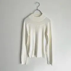 【KBF】リブニットカットソー　トップス　ホワイト