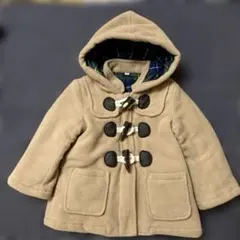 ベージュ フード付き ダッフルコート　90