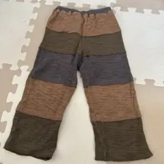 ブラウン系 ストライプ ニットパンツ