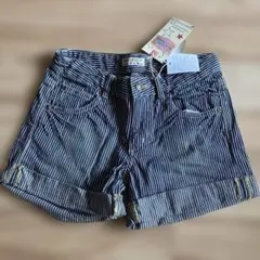 新品タグ付き　ストライプ　ヒッコリーデニムショートパンツ150 子供服キッズ服