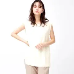 GU ノースリーブ フレンチスリーブセーター　オフホワイト　XS