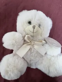 テディベア ぬいぐるみ ハンドメイド 白 ピンクリボン - メルカリ
