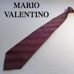 マリオヴァレンティノ ネクタイ 赤紫 ストライプ柄 シルク１００％【n7874】