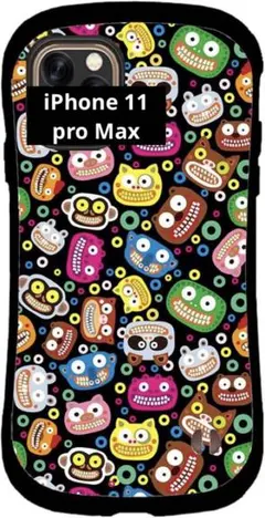 iphone 11 Pro Max対応 かわいい柄のハードケース　ブラック
