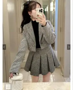 GRL フリージア ラメツイードジャケットxプリーツミニスカートセットアップ