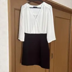 MNG ホワイト・ブラック ひざ丈ワンピースのサムネイル