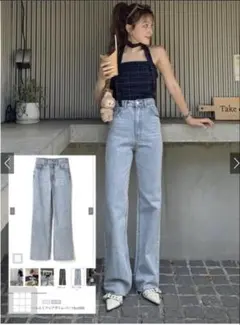 GRL フリンジヘムセミフレアデニムパンツ [cu166] Sサイズ