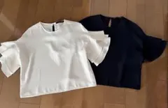 ZARA WOMAN フリルスリーブブラウス 2色セットのサムネイル