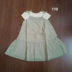petit mainドッキングワンピース 半袖 Tシャツ トップス 女の子110