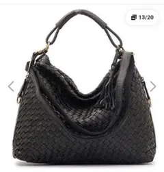 美品】 リリー リアルマインド 2way 編み込み ショルダーバッグ 本革 