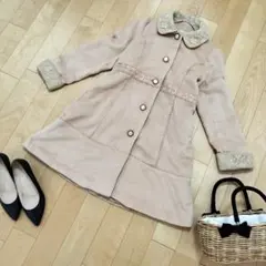 ✨axes femme ✨ ステンカラー Aラインロングコート スカラップレース