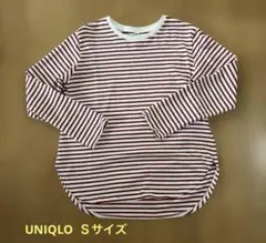 UNIQLO 白赤ストライプ 長袖Tシャツ