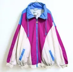 90s ナイロンジャケット L 派手かわ マルチカラー レトロ ポップ ピンクのサムネイル
