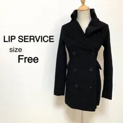 【フリー】LIP SERVICE ブラック 裏地ストライプ チェスターコート