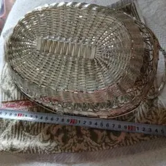 金属製 オーバルバスケット かご