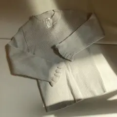 S(100)グレージュリブ編みフリル袖長袖