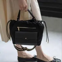 HAYNI ヘイニ　フォルドネS ナイロン2wayハンドバッグ　ブラック　美品