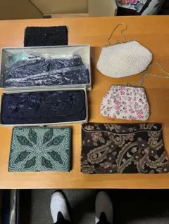 ビーズ刺繍パーティーバッグセット　ハンドバッグ　和用　7点