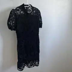 ブラック レース ワンピース ミニ丈