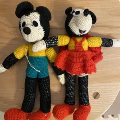 レトロ　ミッキー ミニー　毛糸　ぬいぐるみ