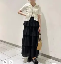 kbf フロントホックシャーリングRIBトップス アイボリーのサムネイル