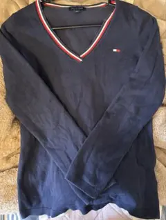[tommy hilfiger] Vネック長袖トップス ネイビー