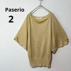 Paserio パセリオ 2 ライトイエロー ラメ ドルマンニット 半袖 サマー