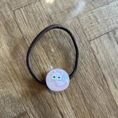 猫デザイン ヘアゴム ピンク