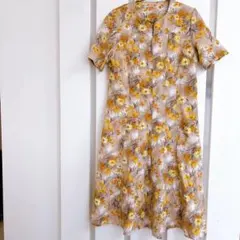 花柄 半袖 ひざ丈ワンピース フレアワンピース 大人かわいい【freesize】