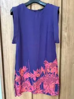 H&M 紫色 花柄 ノースリーブ ワンピース(チュニック)