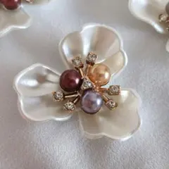 ■アンティーク風 お花のボタン アクセサリーパーツ2個セット