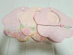 未使用　ピンク　花柄　リボン　スタイ3枚セット　ハンドメイド　お祝い　出産