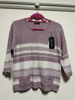 ストライプ ニットセーター M-L
