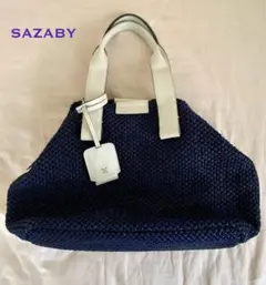 新品】SAZABY ワンショルダーバッグ ネイビー✖️ホワイト レザー切替