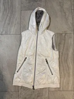 DUVETICA デュベティカ　薄手ダウンベスト　フード付き　白　ナイロンレザー