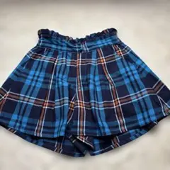 ベルメゾン　チェック柄ハーフパンツ ネイビー/青/オレンジ　140cm