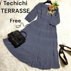 テチチテラス ‪☆ ロングワンピース楊柳 マジョリカプリーツ グレー系Free