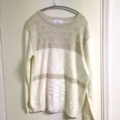 日本製 Lui's Labo. クリーム色ニットセーター