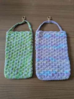 かぎ針編みのスマホケース2点セット