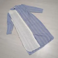 アンティカ【pattern torso】レースストライプシャツワンピース